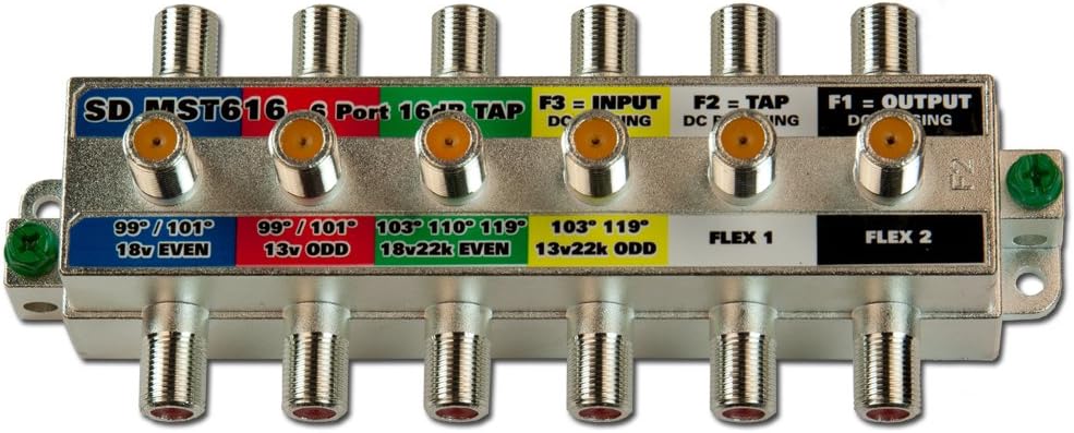 SD MST616, 16 dB, 6-Port, Vertical Tap (Directional Coupler), 2-2400 MHz, Power Pass OUT to IN, DC Block @ Tap