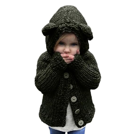 Toddler Girls Kids Baby Sweater Hooded Knit Pullovers