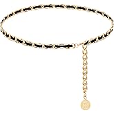 HIQUACC Leather Chain Belts for Women Girls, Layered Body Chain Belts Metal Waist Chain for Dress Vest Jeans