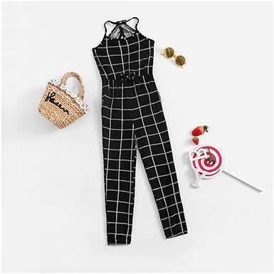 black and white plaid jumpsuit