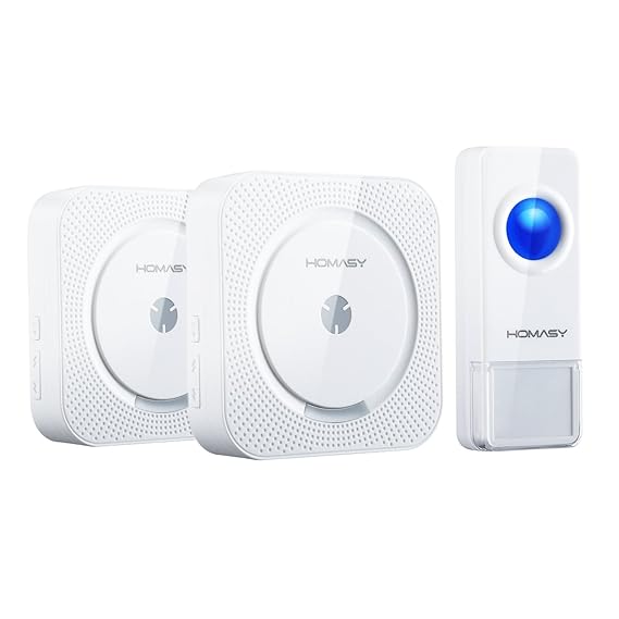 Kabellose Türklingel, VicTsing Homasy IP55 Wasserdicht Tragbares Funkklingel Set, Wireless Digital Doorbell, 2 Empfänger & 1 