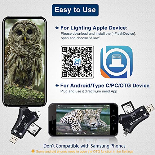 Trail Camera Viewer SD Card Reader, 4 in 1 Hunting Deer Camera Memory