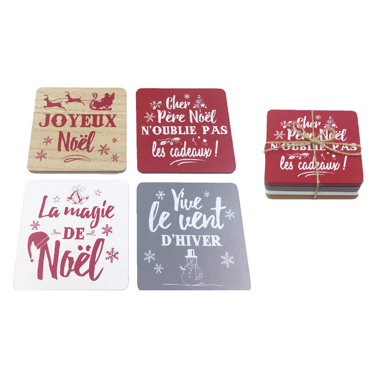 Piccoli Messaggi Small Posts Lot 12 Set of 4 Assorted Coasters, 10 cm