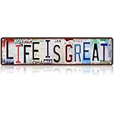 Vintage Life Is Great Metal Tin Signs Street Signs Man Cave Bar Cafe Home Wall Decor 16 x 4 Inches