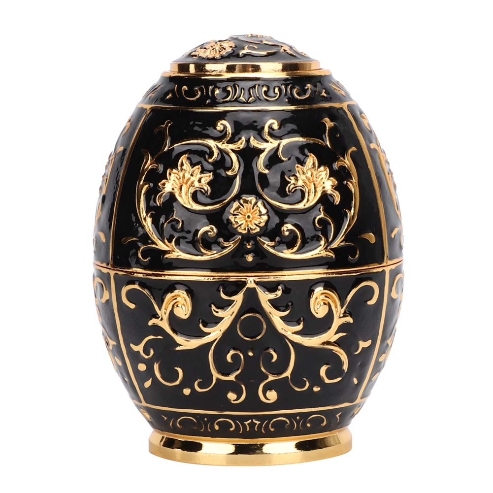 Rotating Press Toothpick Holder Box Dispenser 3D Carved Egg -Shaped Organizer European Decoration for Home Kitchen Hotel (Gold+Black)(Gold+Black)