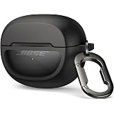 SURITCH Case Cover for Bose Ultra Open Earbuds(2024), Shockproof Protective Cover for Bose Ultra Open Wireless Ear Earbuds Charging Case Accessories with Carabiner, Black