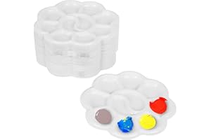 SHIDOW Paint Palette Tray, Paint Dish Tray, Round Paint Palette Tray, Mini Disposable Color Palette, Paint Pallets with 10 Wells, Size 4.53 x 4.53, for Painting or DIY Craft Class(50Pcs White)