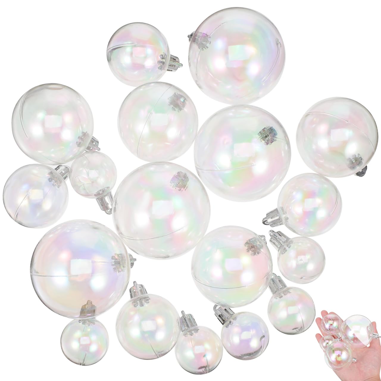 Toddmomy 18Pcs Christmas Ball Ornaments Clear Iridescent Christmas Tree Baubles Shatterproof Tree Balls for DIY Xmas Party Birthday Wedding Decor (transparent)