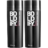 BOLDIFY Hair Fibers (2 x 56g) - Fill In Thinning and Fine Hair for an Instantly Fuller, Thicker Look - 14 Shades for Women & Men - Black