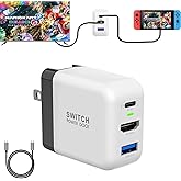 TreasLin 36W Switch Dock, Switch Charger Adapter with 4K 60Hz HD Output Port and USB-C Charging Port, White and Black