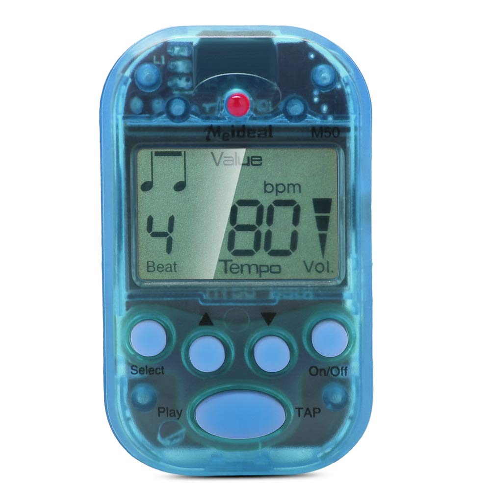Mini Metronome, LCD Digital M50 Metronome Portable Clip-On Beat Tempo Metronome for Piano, Violin, Guitar, Trap Drum(Blue)