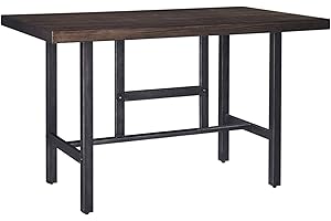 Signature Design by Ashley Kavara Modern Industrial Counter Height Dining Room Table, Medium Brown