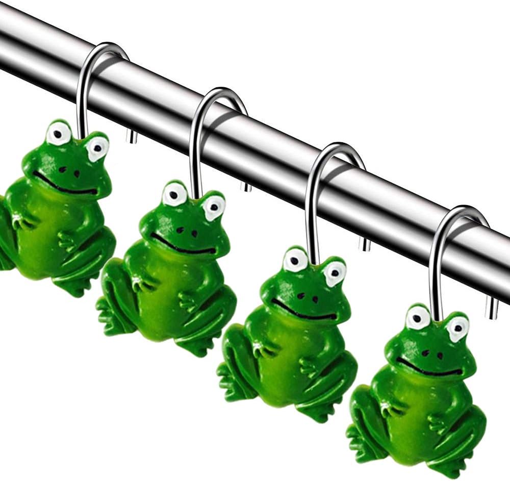 CHICTIE Set of 12 Frog Shower Curtain Hooks Stainless Steel Cartoon Decorative