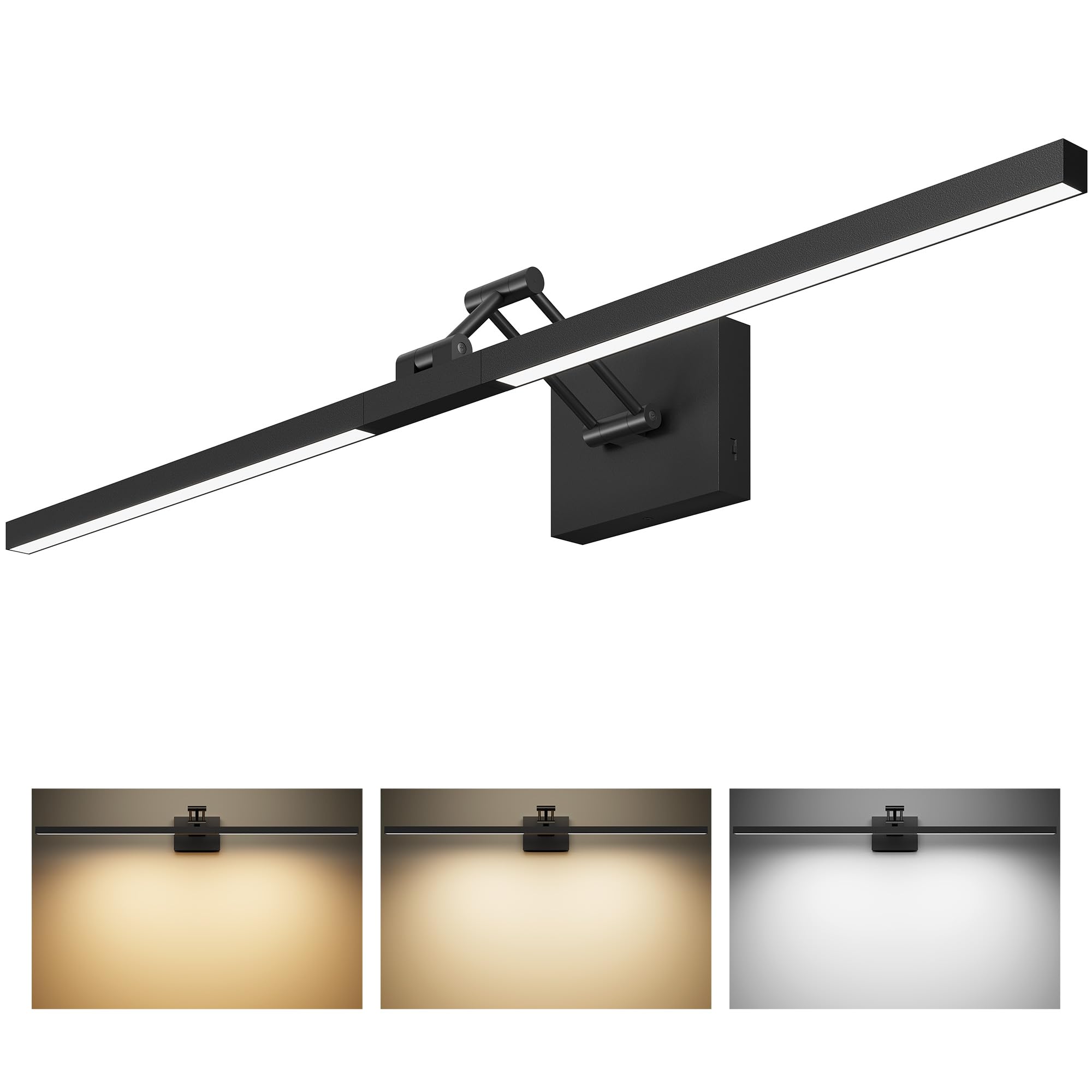 Photo 1 of VONLUCE 36" LED Bathroom Vanity Light, 3CCT Modern LED Vanity Lights with 360° Rotatable Head & Swing Arm, 15.4W Bathroom Light Fixture Over Mirror, LED Lights for Bathroom Bedroom, Matte Black