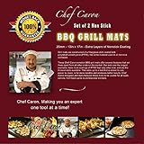 Chef Caron Non Stick Bbq Grill Mats - Set Of 2 - For Gas, Charcoal, Pellet Grills - Magic Mat As Seen On Tv - Large Professional Cooking Mat - Keep Your Barbecue Grate Clean