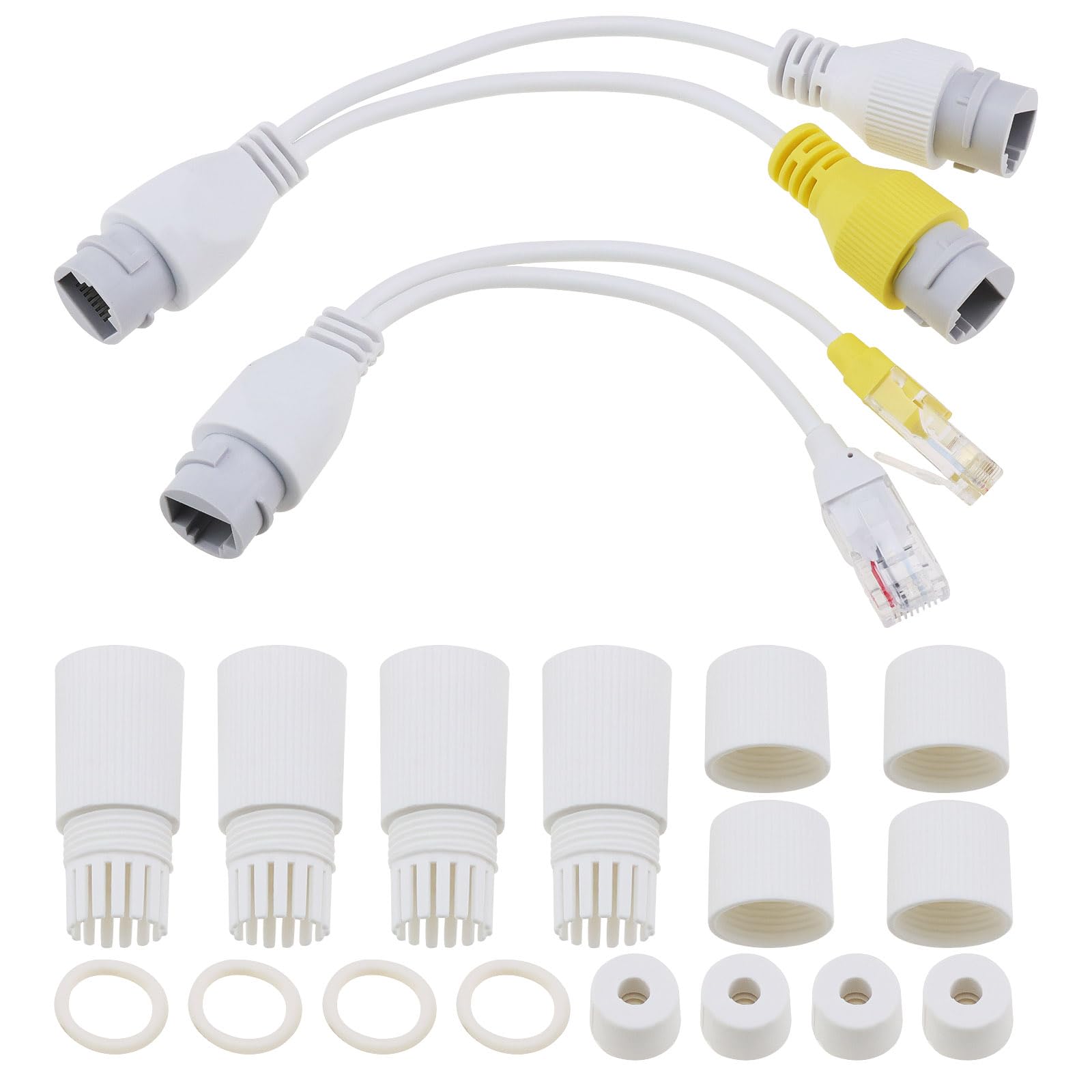 Create idea 1 Pair of White Waterproof PoE Splitter Adapter RJ45 Ethernet Adapter for CCTV Network Camera Surveillance IP Camera AP Voip Phone