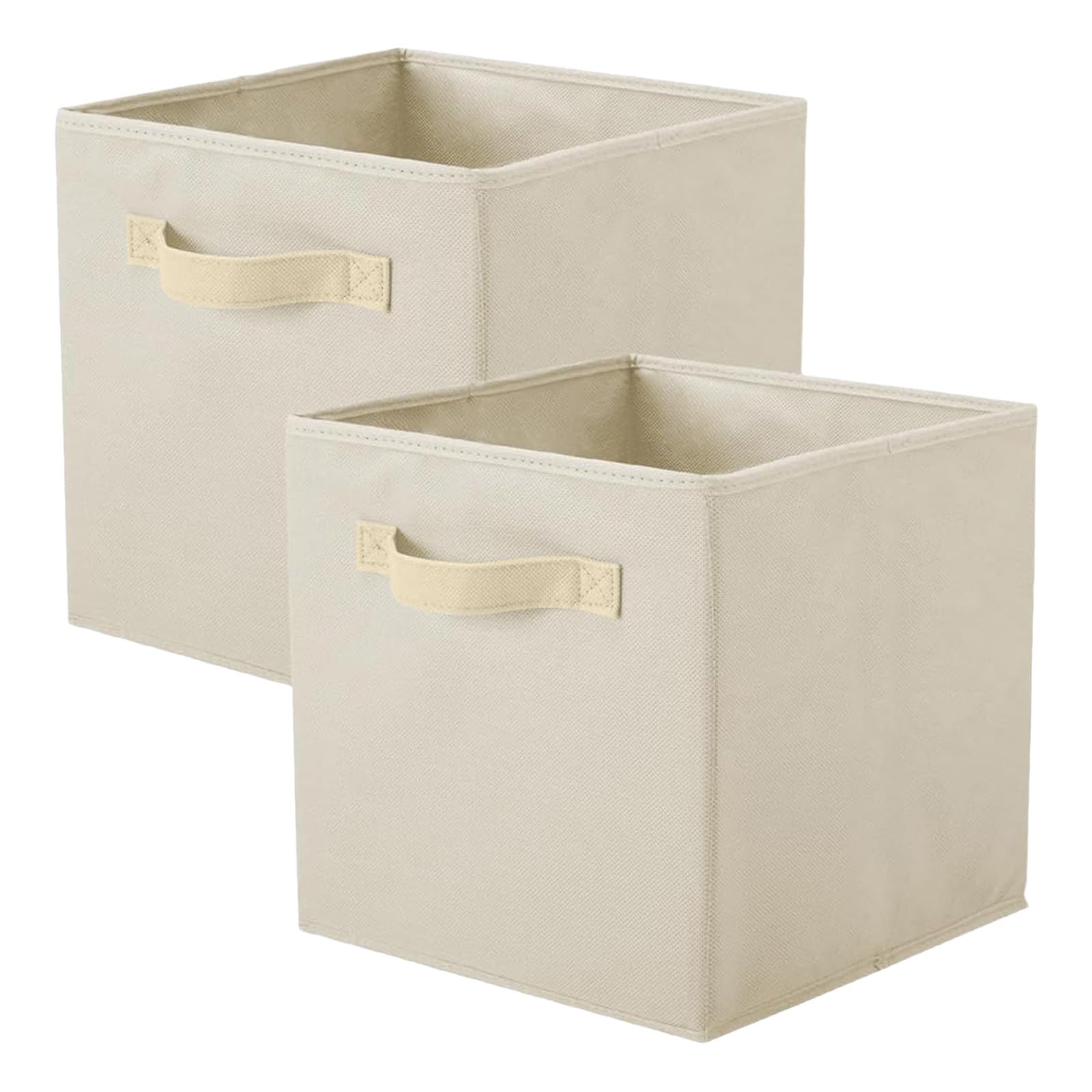 PowerKing Storage Box, 2 Foldable Storage Cubes Storage Box Made of Fabric in Cube Shape – Beige
