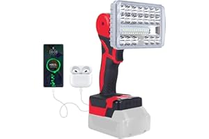 【36w・6500k】 Cordless LED Work Light Compatible with Milwaukee M18 18V Battery, Portable Flood Light Flashlight with USB/Type 