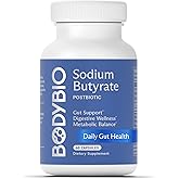 BodyBio Butyrate - Postbiotic for Gut Health, Digestive Support, Bloat, Gas & Constipation Relief, Leaky Gut Repair - Sodium + Butyric Acid Supplement for GI Wellness