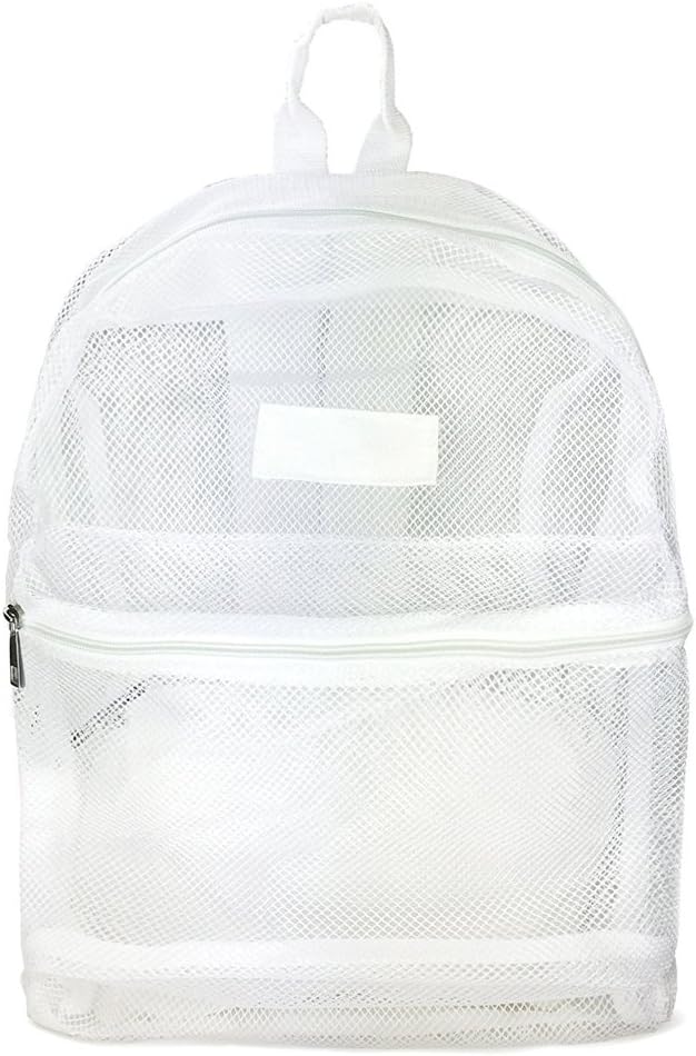 Artone Clear Mesh See Through Beach Backpack Casual Net School Daypack With Bikini Swimming Suit Bag Set Of 2 White