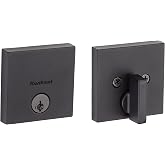 Kwikset Downtown Single Cylinder Deadbolt Lock with SmartKey, Matte Black | Keyed front door deadbolt lock with SmartKey Security; re-key it yourself in seconds and help protect against picking.