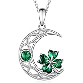 Daixiya Four Leaf Clover Necklace 925 Sterling Silver St Patricks Day Shamrock Pendant Necklaces Irish Jewelry Gifts for Women Teens