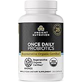 Ancient Nutrition Regenerative Organic Certified Probiotics, Daily Probiotics Once Daily, Healthy Digestion and Immune System Function Support, 25 Billion CFUs* Per Serving, 30 Count