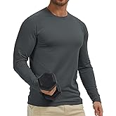 PLUMZJOY Men's Thermal Shirts Long Sleeve Fleece Lined Crew Neck Base Layer Athletic Workout Tops