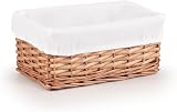 Woodluv Brown Wicker Storage Basket with Off White Lining Small