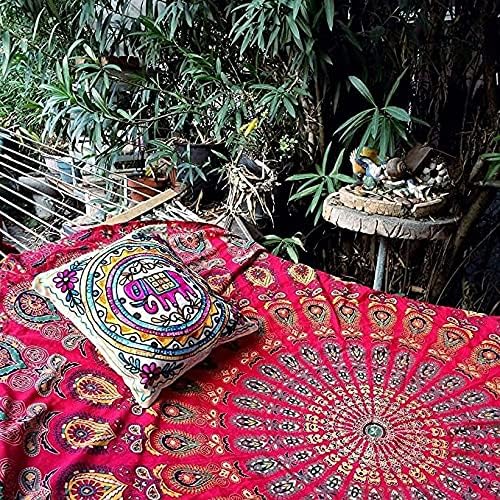 Tapestries - Hippie Mandala King Tapestry Wall Hanging - Red Indian Peacock Meditation Psychedelic Bohemain Popular Beach Tapestries Dorm Room Decor Blanket 90 x 108 Inch