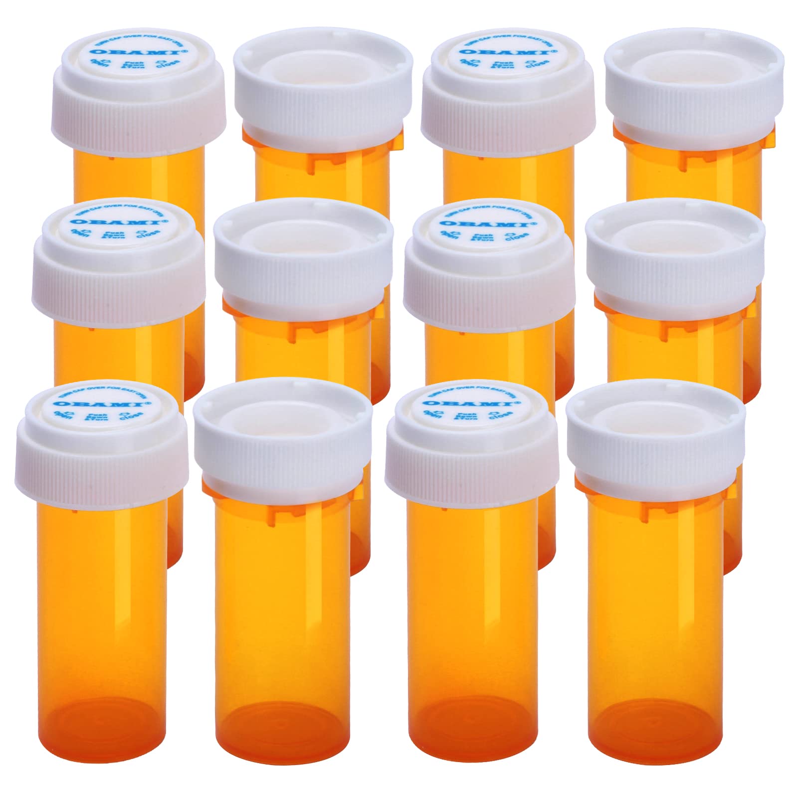 Plastic Empty Pill Bottles with Double Sided Use (Child Resistant & Easy Open) Caps - Medicine Container Pill Case Dispenser Organizers (8 Dram, 12pcs)