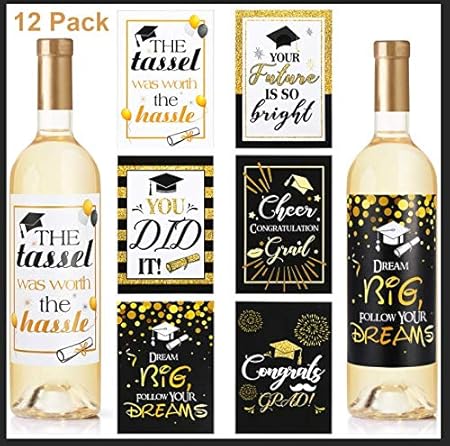 Blulu Graduation Geschenk Wein Etiketten Aufkleber Bierflasche Etiketten Graduation Party Aufkleber für Erwachsene Hochschule