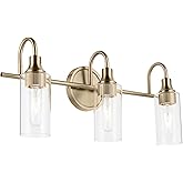 Kichler Kavi 23" 3-Light Vanity Light with Clear Glass in Champagne Bronze, Damp Rated, for Bathroom, Powder Room, Over a Mir