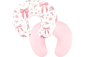 Jundetye Nursing Pillow Cover, Ultra Soft Breastfeeding Pillow Covers for Newborn Baby Boys and Girls, Easy Removal and Machine Washable Slipcover, 1 Pillowcase Only (Pink Rose)