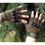 KevenAnna Free Soldier Mens Hard Knuckle Half Finger Military Gear Outdoor Tactical Gloves(Army Green, M)