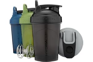 Hydra Cup ProFlow Shaker Bottles | Protein Shaker Cups with Whisk Ball, Leak-Proof Lid, Hidden Carry Handle | BPA-Free Gym Mixer for Protein Powder, Mixing Supplements (4 Pack with Regular Whisk)