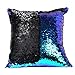 Dealpeak Sided Reversible Sequin Mermaid Glitter Sofa Cushion Cover Throw Pillow Case 40cm x 40cm (Green+Black)