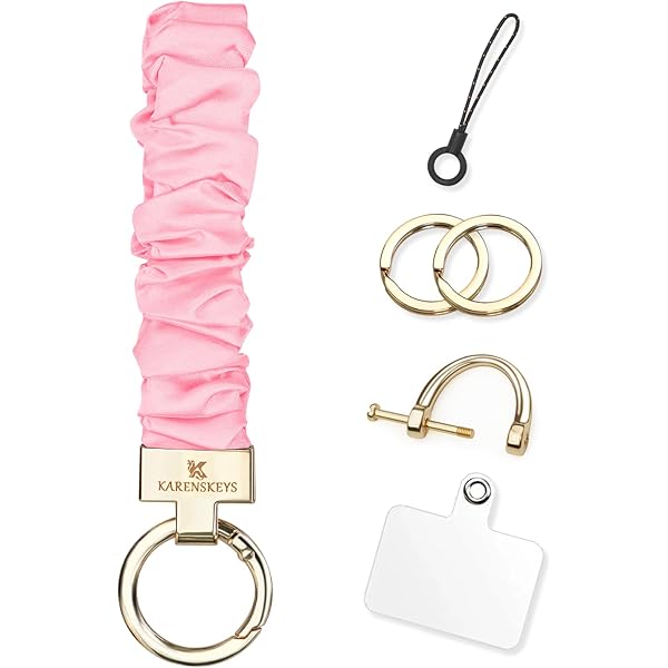 2PCS Scrunchie Keychain Wristlet, Elastic Scrunchie Wrist Bracelet Multifunctional Wrist Lanyard Removable Wrist Strap Key Chain Washable Wrist Key Chain Key Ring Accessories For Women