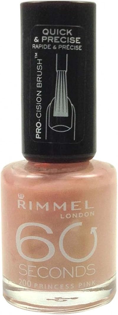 Rimmel 60 Seconds Nail Polish 200 Princess Pink 8ml Quick Dry Long Lasting Shine