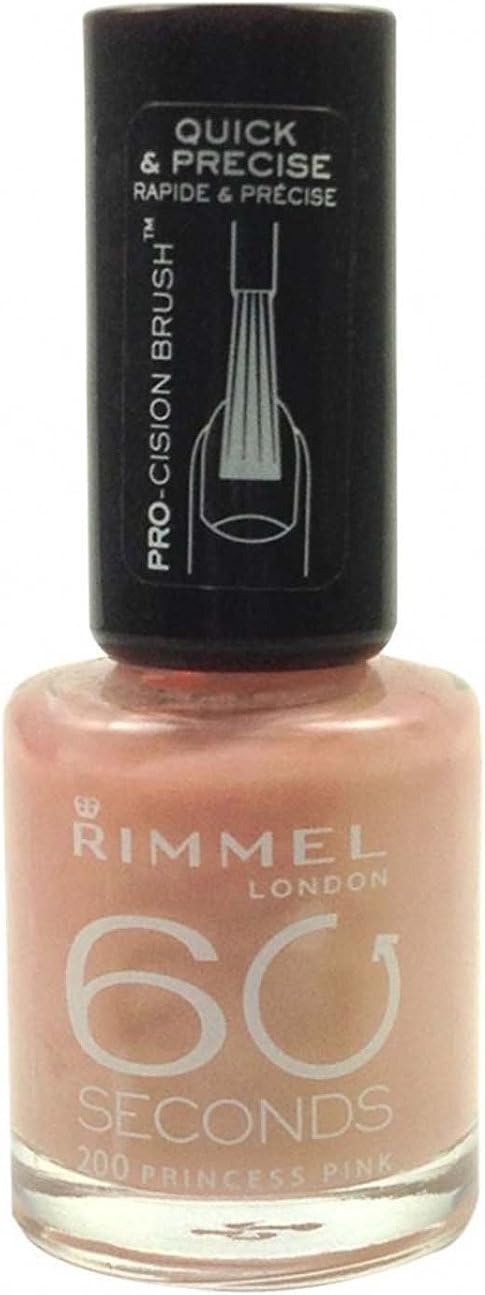 Rimmel 60 Seconds Nail Polish 200 Princess Pink 8ml Quick Dry Long Lasting Shine