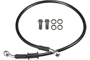 Motoforti Universal Brake Hose Motorcycle ATV Dirt Bike Motocross Braided Hydraulic Brake Line Oil Hose Pipeline, 60cm, Durable, Metal, Black Silver Tone, 1 Set