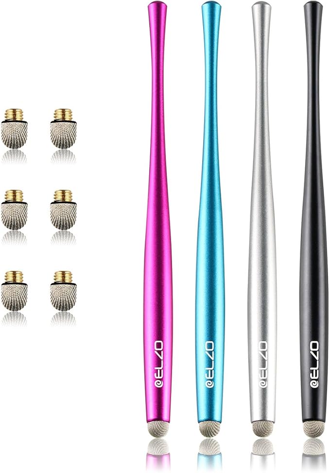 ELZO Capacitive Stylus Pens Premium Metal Slim Combo 4 Pcs with 6