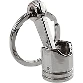 MauSong Creative Auto Parts, Mini Engine Piston Model Keychain, Alloy Key Chain Ring Keyring Keyfob, Silver