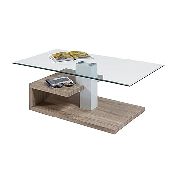 Roller Couchtisch Wohnzimmertisch Wohnzimmertisch Kassandra Glasplatte Eiche Hell Braun Amazon De Kuche Haushalt