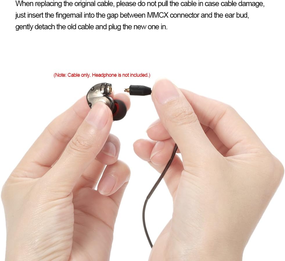 Docooler 3.5mm Wired Earphones Cable Detachable Replacement Headphone Cord w/Microphone MMCX Connector for Shure SE215 SE315 SE425 SE535 SE846 UE900 Headphones Grey - Image 5