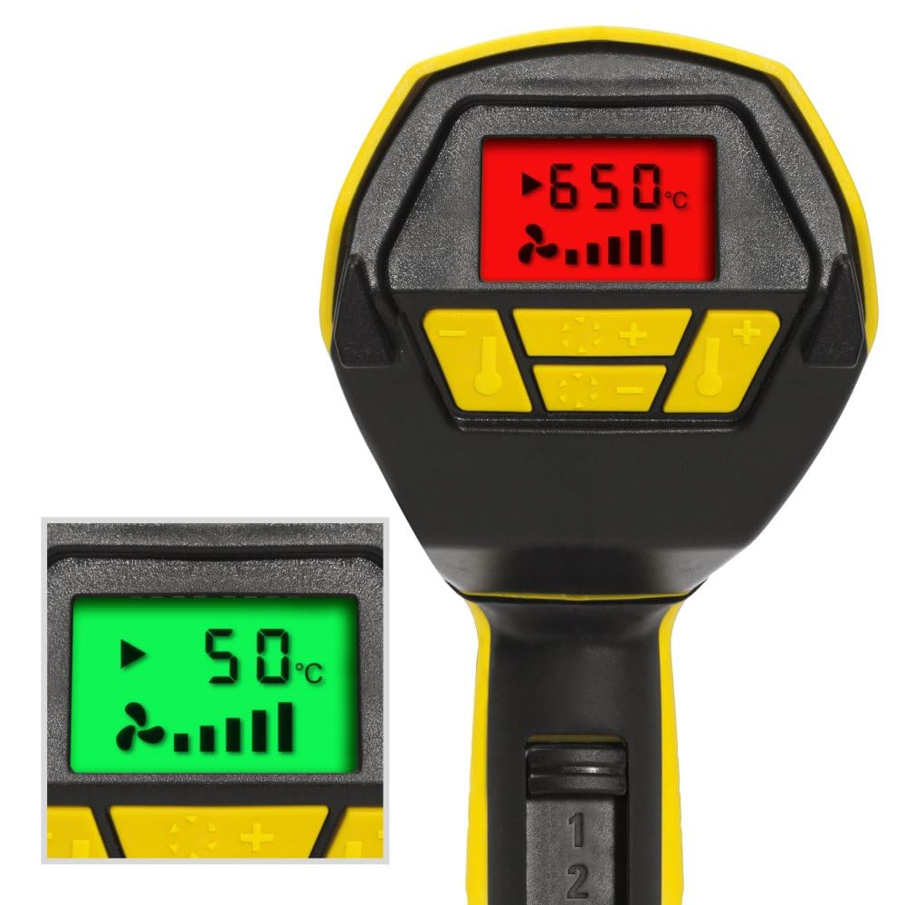 TROTEC HyStream 2100 – 2.000 W Heißluftpistole mit LCD, 50–650 °C, 5 Luftstufen, Kaltstufe, Softgrip, Überhitzungsschutz, inkl. 4 Düsen – Profi-Heißluftgebläse für Lösen, Schweißen, Schrumpfen 3