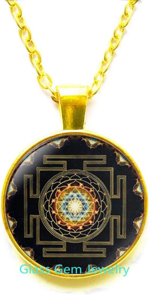 Sri Yantra Pendant,Sacred Geometry Jewelry,Sri Yantra Jewelry,Jewelry for Men,Necklace for Men,Sri Yantra Necklace,Buddhist，Q0147