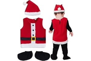 AUJUBUY Santa Costume Newborn Christmas Costume Infant Toddler Baby Girl Boy Christmas Outfit Santa Onesie Jumpsuit