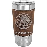 LaserGram 20oz Vacuum Insulated Tumbler Mug, Flag of Mexico, Personalized Engraving Included (Faux Leather, Rustic)