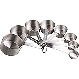 Smithcraft Stainless Steel Measuring Cups Set 18/8(304) Steel Material Heavy Duty 8 Measuring Cups and 1 Ring Set of 9